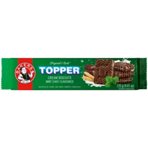 BAKERS TOPPER MINT CHOC FLAVOURED CREAM BISCUITS 125g